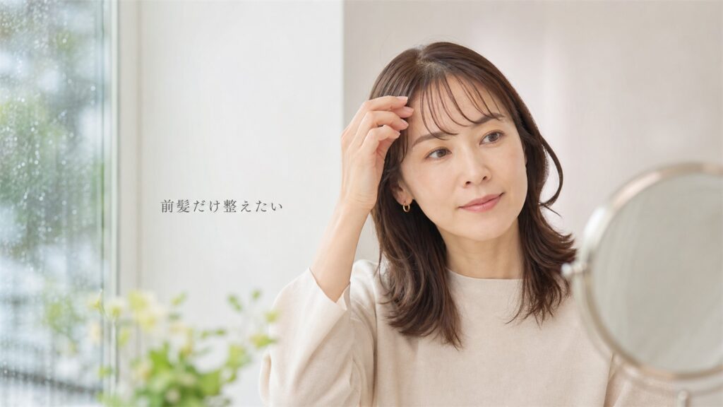 前髪だけの縮毛矯正を検討する女性